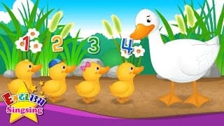 Five Little Ducks - Number song - One Two Three Four Five - Nursery Rhyme - Kids song with lyrics
