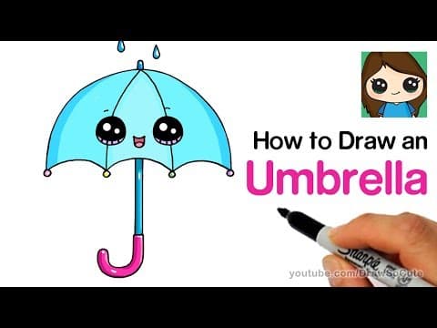 How to draw an umbrella cute and easy