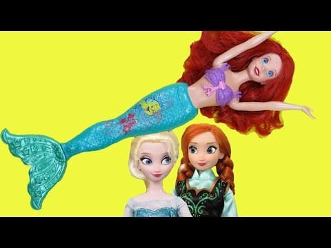 ARIEL shows ELSA & ANNA swimming tricks in the POOL