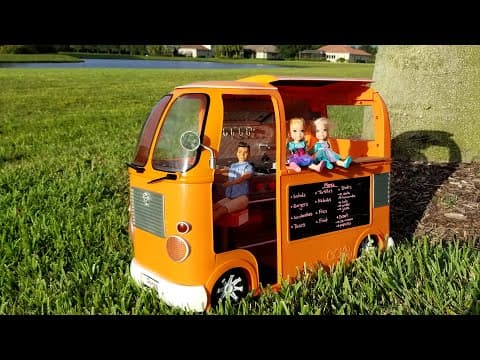 Food Truck ! Elsa & Anna toddlers-park-pet dog-turtle