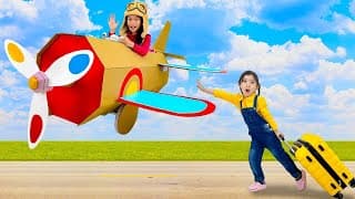 Andrea Helping Others on Her Airplane with Emma and Maddie