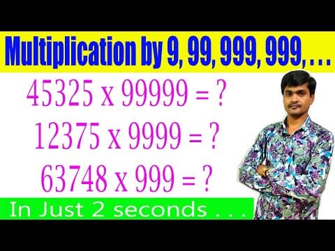 Multiplication Trick in Telugu I Multiplication by 9, 99, 999, 9999, ..
