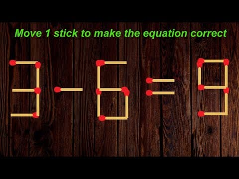 Turn the wrong equation into correct just in 1 move 3-6=9 #matchstick #puzzle #matches #puzzlegame