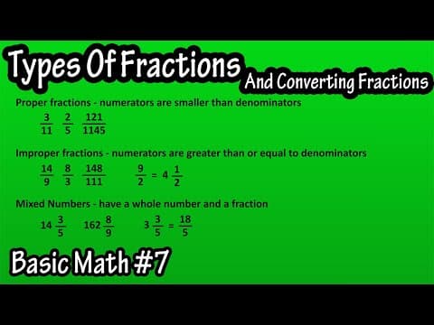 Different Types Of Fractions - What Are Proper, Improper Fractions And Mixed Numbers