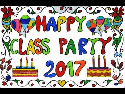How to draw Happy Class Party, Happy Class Party poster drawing