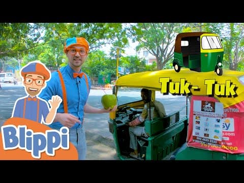 Blippi travels to india learning vehicles