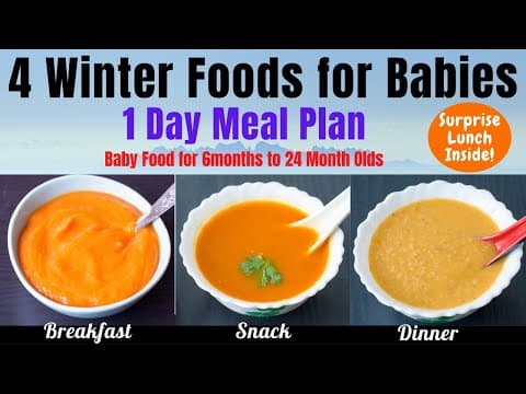 4 Winter Foods for Baby | 1 Day Meal Plan | Breakfast, Lunch, Snack & Dinner | 6M-24M Baby Food