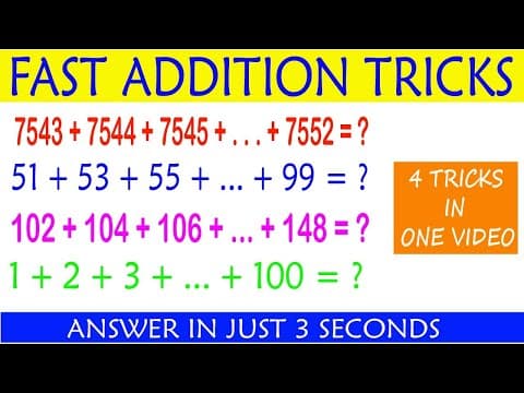 Fast Addition Tricks I Mental Maths I Sum of Odd Numbers I Sum of Even Numbers I Best Addition Trick