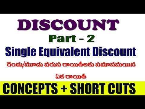 Discount I Single Equivalent Discount I Concepts + Shortcut Tricks I Part - 2 I Ramesh Sir Maths