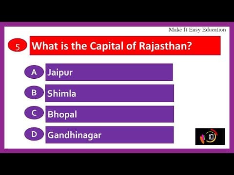 QUIZ ON CAPITALS OF STATE AND UNION TERRITORY OF INDIA - GENERAL KNOWLEDGE QUIZ