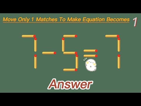 Match stick puzzle | Correct The Equation (7-1=5) Brainstorming