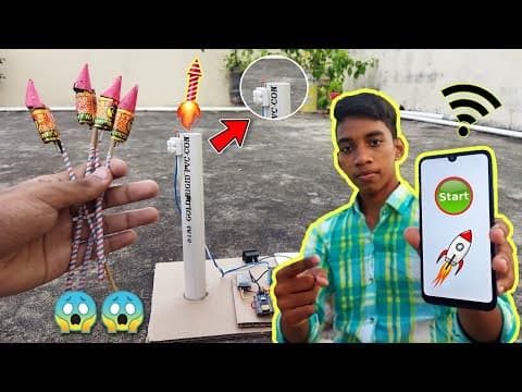 Launching a diwali rocket with mobile phone - diwali rocket experiment - in telugu