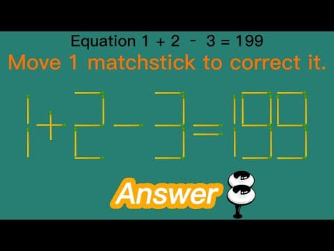 Move 1 matchstick to correct it | Matchstick Puzzle