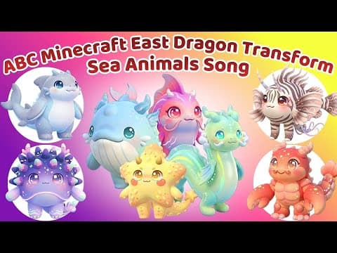 ABC Ocean Animal Sounds 🌊 Sea Creature Transforms into Oriental Dragon 🐉 Minecraft Kids Learning