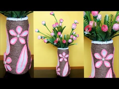Beautiful flower vase - best out of waste using plastic bottle - how to make flower vase at home diy