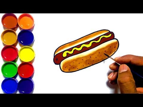 Draw and paint basic Hot Dog - Lesson 175