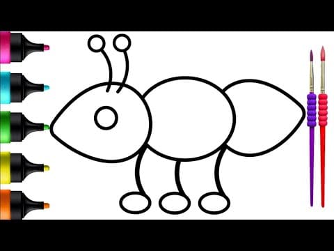 Ant Drawing, Painting and Coloring for Kids, Toddlers