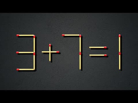 Turn the wrong equation 3+7=1 into correct, matchstick puzzle