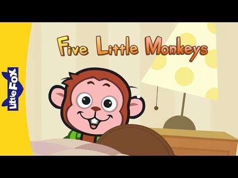 Five little monkeys - nursery rhymes - learning song - little fox - animated songs for kids
