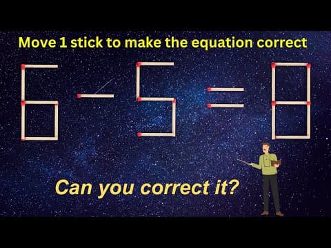 Turn the wrong equation into correct just in 1 move #matchstick #puzzle #mathtrick #math #riddles