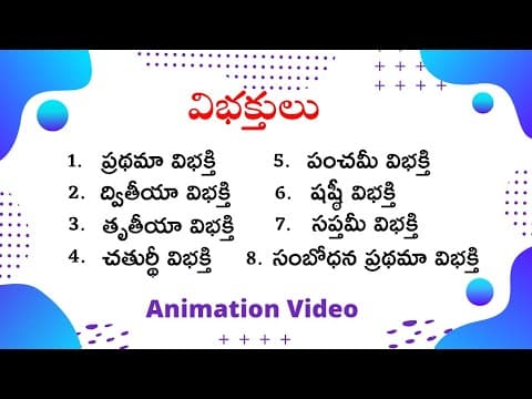 Telugu grammer - vibhakthulu pratyayamulu in telugu , విభక్తులు - ప్రత్యయములు , telugu vyakaranam