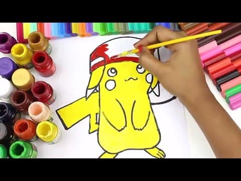 How to draw pikachu step by step - pokemon go - pokemon colouring pages - fun colouring activities