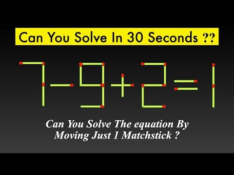 7 - 9+2 = 1 - matchstick puzzles - shorts
