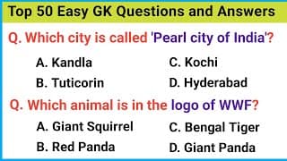 50 Easy GK Questions and Answers in English | GK in English | GK Questions| India GK Questions- 1