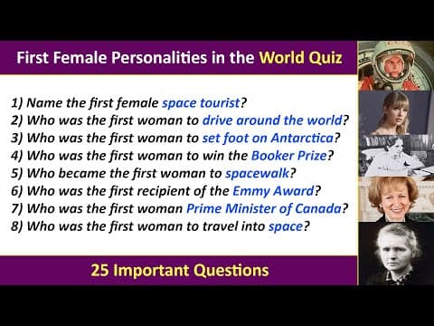 First Female Personalities in the World Quiz | International Women's Day Quiz | March 8 | GK Quiz