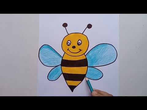 Draw an easy bee - bee colouring pages