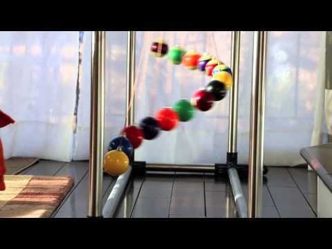 A pendulum wave with 15 billiard balls