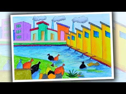 How to draw scenery of Environmental Pollution - Environment Pollution Drawing