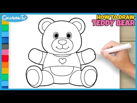 Teddy bear - how to draw and color for kids - coconanatv