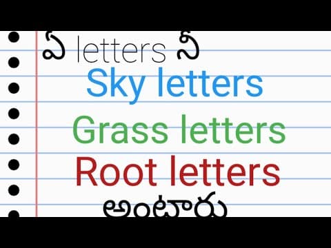 What are sky letters - grass letters - root letters - in alphabets - telugu