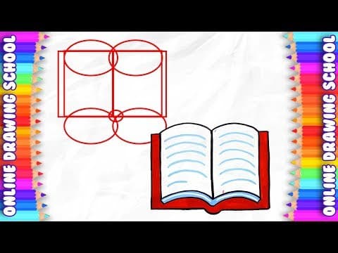 Basic drawing and color a opened book for kids - easy drawings step by step