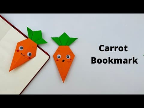 DIY Paper CARROT Bookmark / Origami Bookmark / Paper Craft / Paper Flower / Paper Carrot Bookmark
