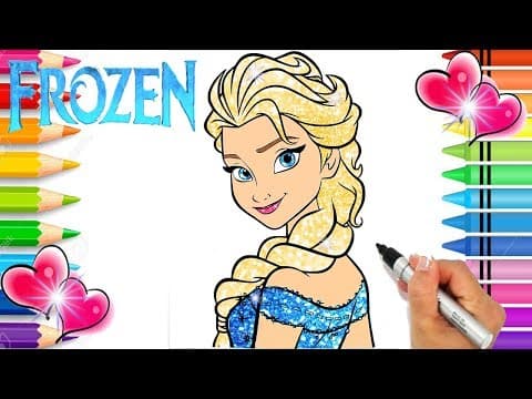 Elsa glitter coloring page - printable elsa coloring page - disney princess coloring book