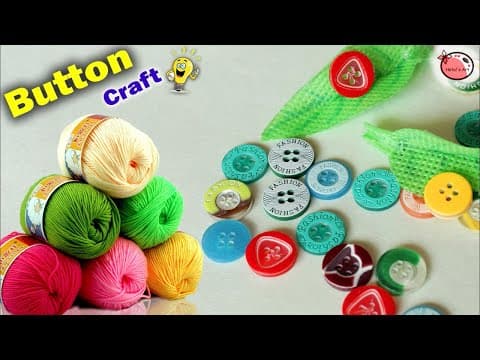 Wow - best out of waste button craft idea - flower pot making at home - diy room decor - handmade