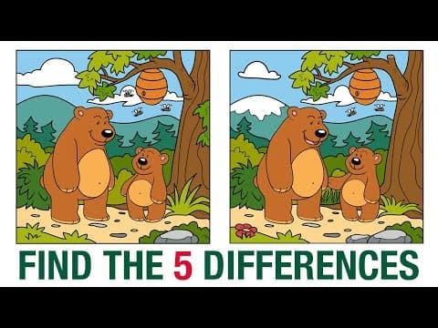 Find the 5 differences - spot the difference game - fun puzzles