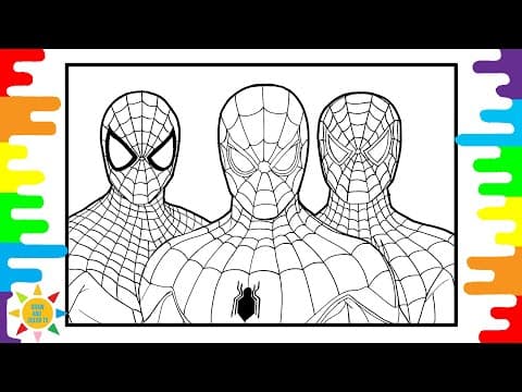 Spider-man coloring page - 3 versions of spiderman coloring