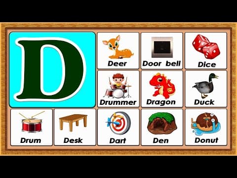 Words from d - vocabulary words - early childhood education - abc flashcards