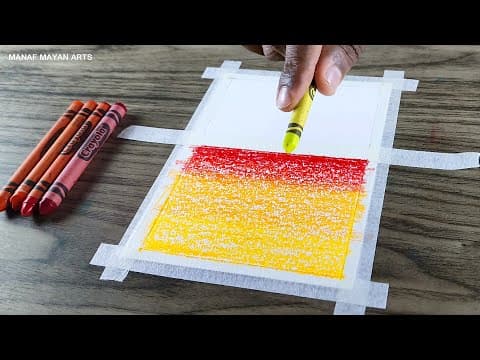 Easy Sunset Scenery / Drawing for Beginners / with Crayons / #286