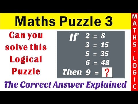 Maths puzzle (3) - how to solve a logical puzzle - the correct answer explained by maths-logictelugu