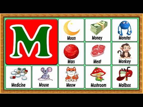 Words from m - vocabulary words - early childhood education - abc flashcards