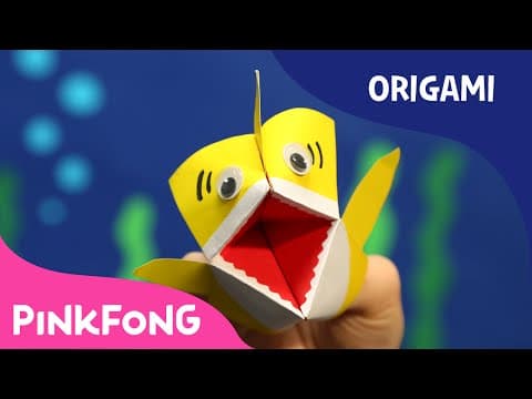 How to Make an Origami Baby Shark Puppet | Animal Song With Origami