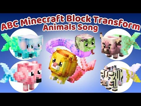 ABC Safari Animals 🦁 Jump Into Water & Turn Into Mermaids 🌊✨ | Fun Minecraft Style Kids Song 🎵