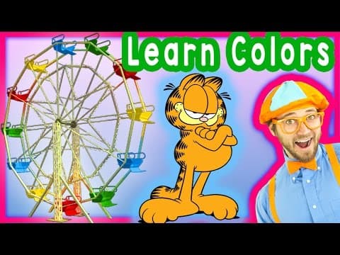Learn colors for toddlers - preschool learning - theme park tour with blippi - colors collection