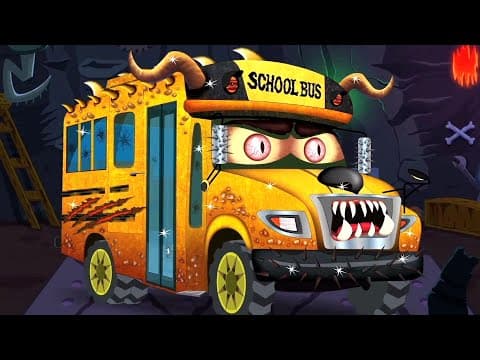 Scary School Bus, Halloween Car Cartoon Video for Kids