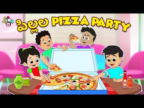 పిల్లల Pizza Party | Yummy Pizza | Telugu Stories | Moral Stories | Kids Animation Story