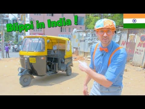 Blippi in india learning about the rickshaw tuk tuk for kids